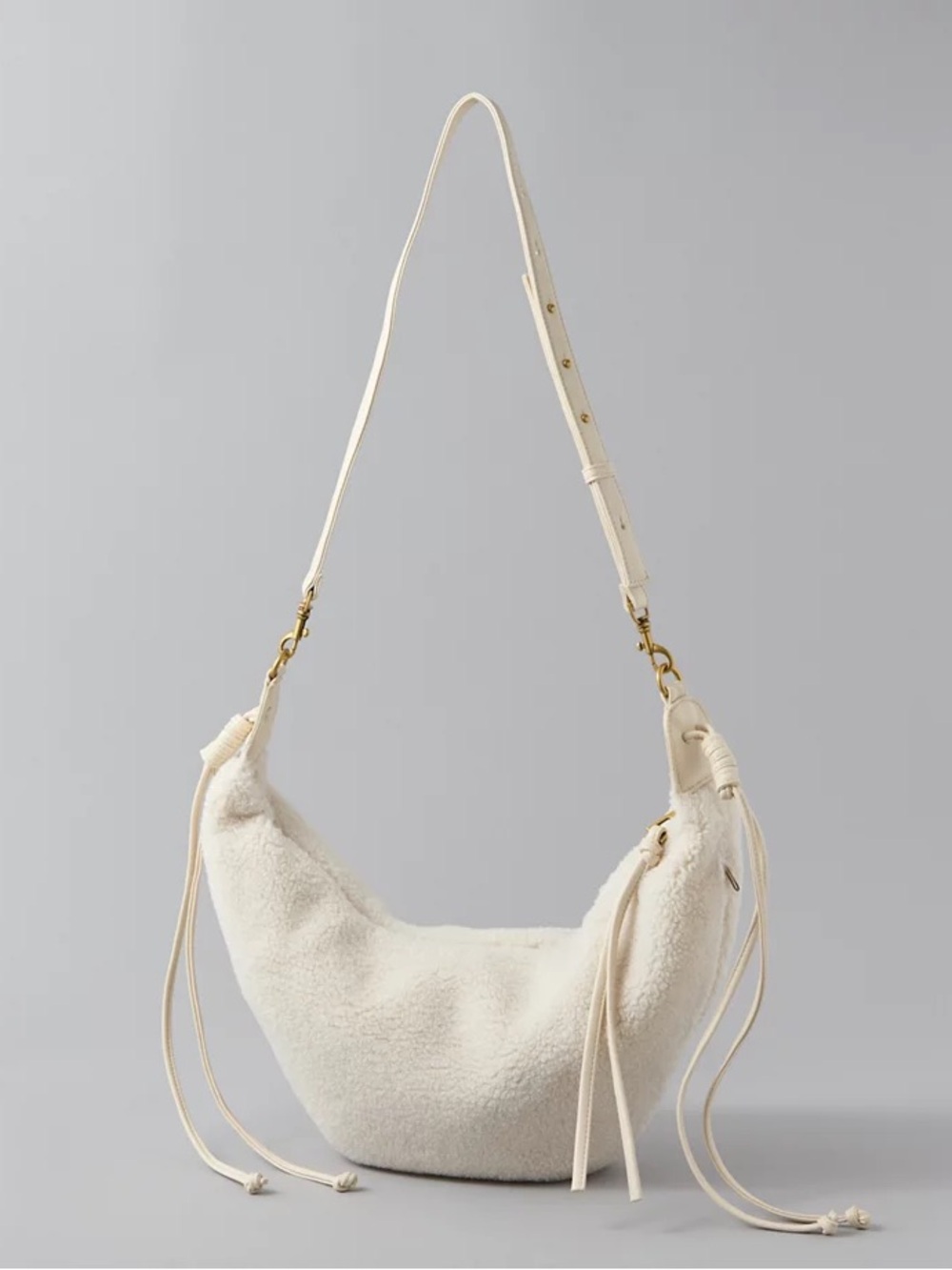 American Eagle Winter Cream Crescent Sherpa Hobo Shoulder Bag